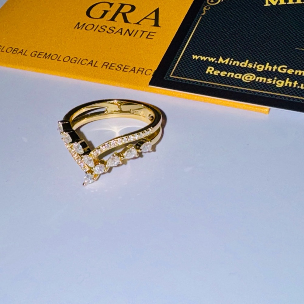 14k Yellow Gold Vermeil VVS GRA CERTIFIED ring, Size 9, 100% Pass Diamond tester - Picture 3 of 8